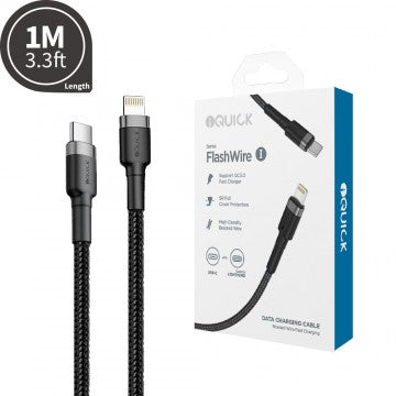 iQUICK Braided Lightning to USB-C Fast Charging Cable