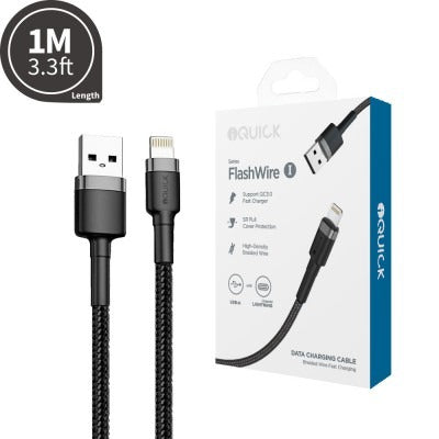 iQUICK Braided Lightning to USB-A Fast Charging Cable 1M