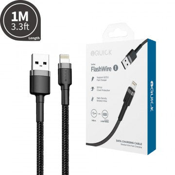 iQUICK Braided Lightning to USB-A Fast Charging Cable 1M