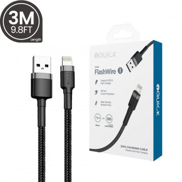 iQUICK Braided Lightning to USB-A Fast Charging Cable 1M