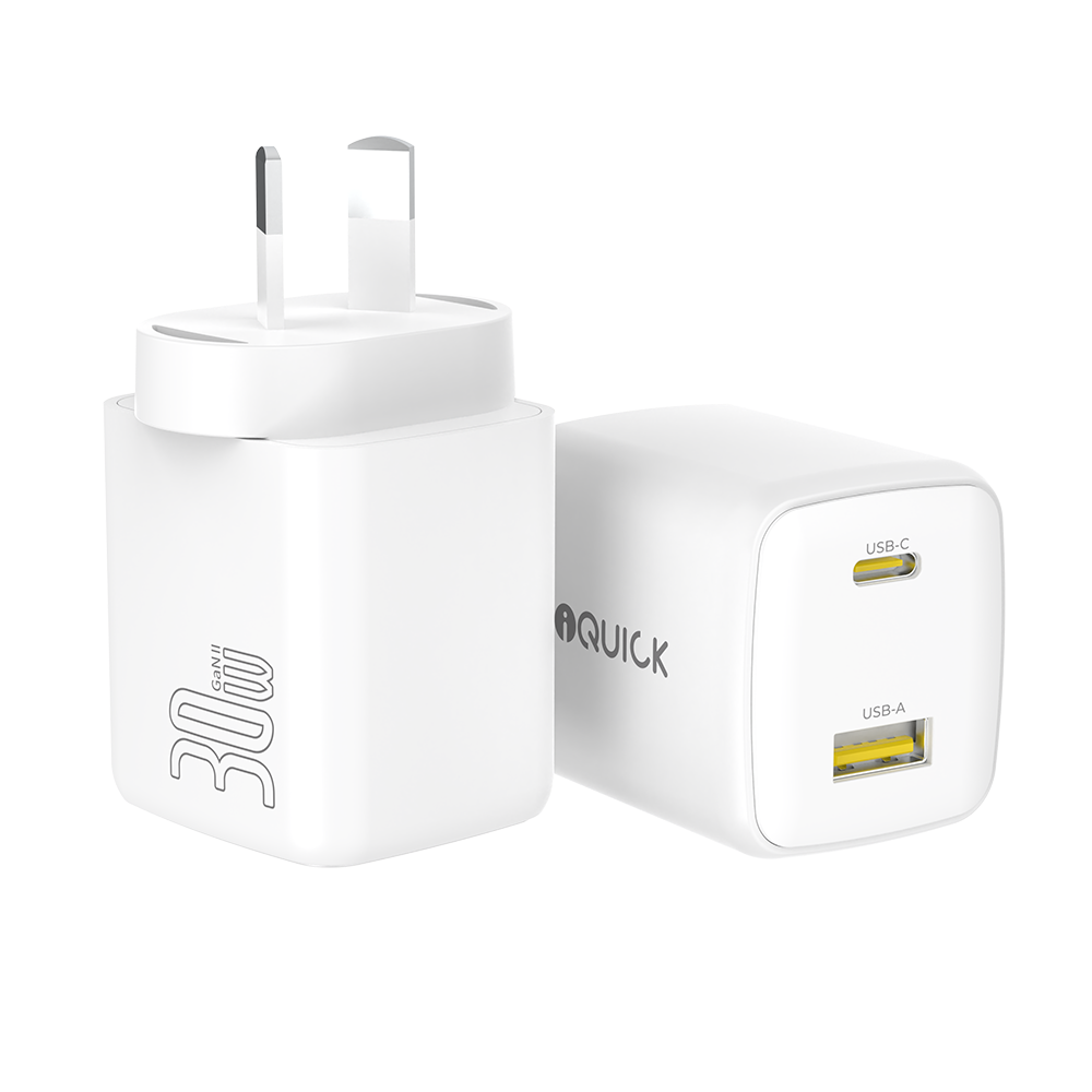 iQuick NANO ENERGY 2 30W PD3.0 USB-C and USB-A Ports Charging Adapter