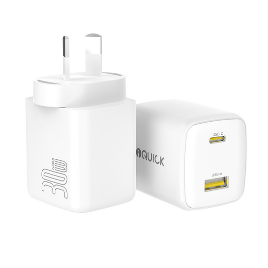 iQuick NANO ENERGY 2 30W PD3.0 USB-C and USB-A Ports Charging Adapter
