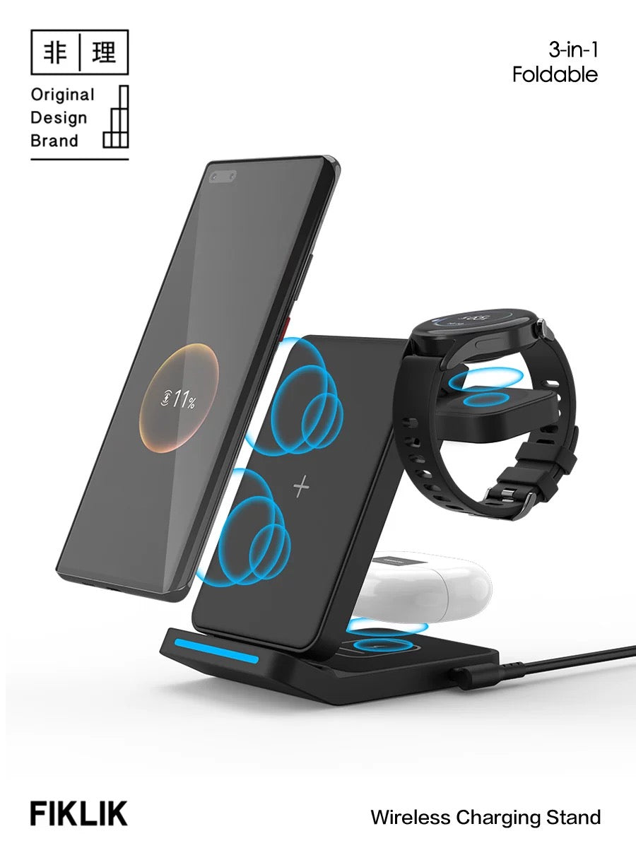 [15W] FIKLIK 3 in 1 Wireless Charger for Hawei Devices ( Phone / Earbud & Watch-Huawei only)