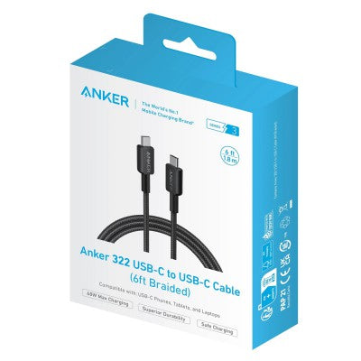 Anker 322 USB-C to USB-C Cable (1.8m Braided)-Black