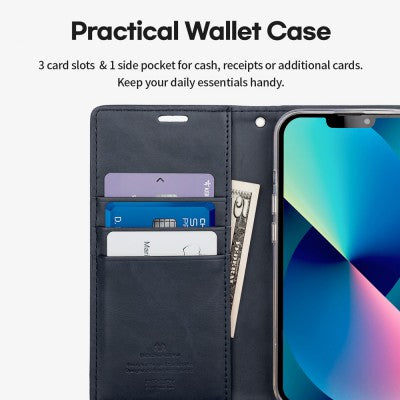 GOOSPERY Black Wallet Protective Case for iPhone 13 Pro Max