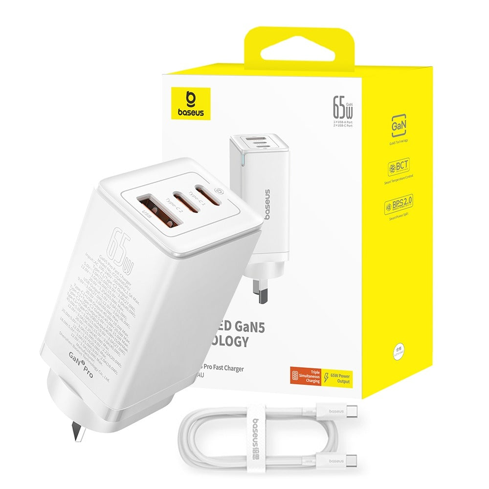Baseus GaN5 Pro Fast Charger 2xUSB-C 1xUSB 65W