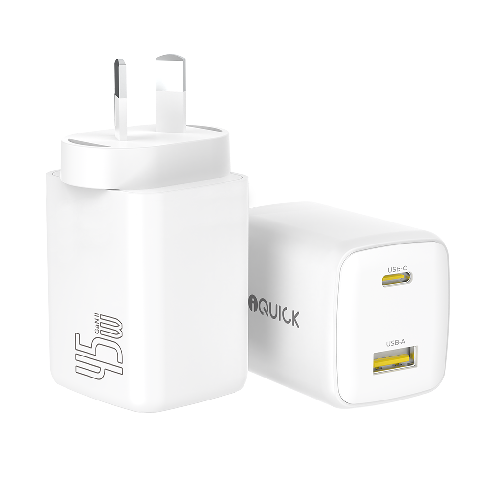 iQuick NANO ENERGY 2 45W PD3.0 USB-C and USB-A Ports Charging Adapter