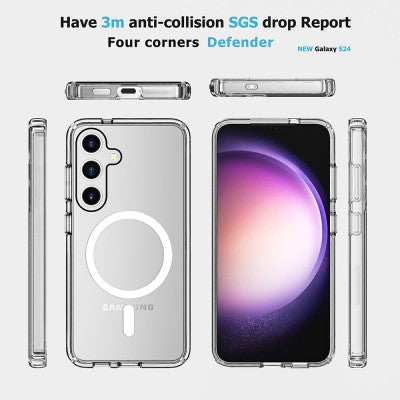 UTIA Shockproof Transparent Case Cover With Magnetic Ring for Samsung Galaxy S25 FE-Transparent